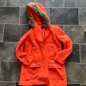 J crew orange stadium cloth nello gori wool parka